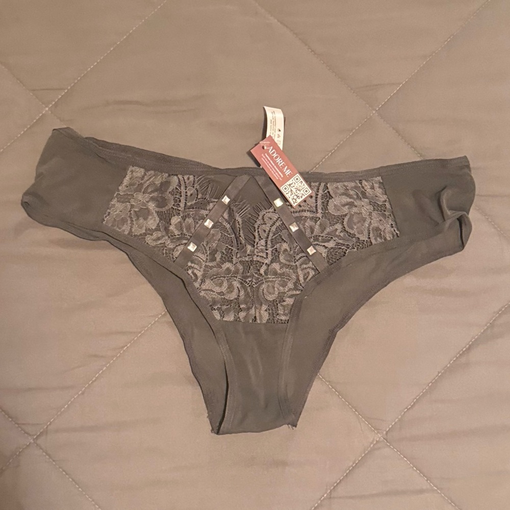 New with tags, never used. Adore me, Sexy Lace Bralette and Panty Set - Gray - Picture 4 of 4